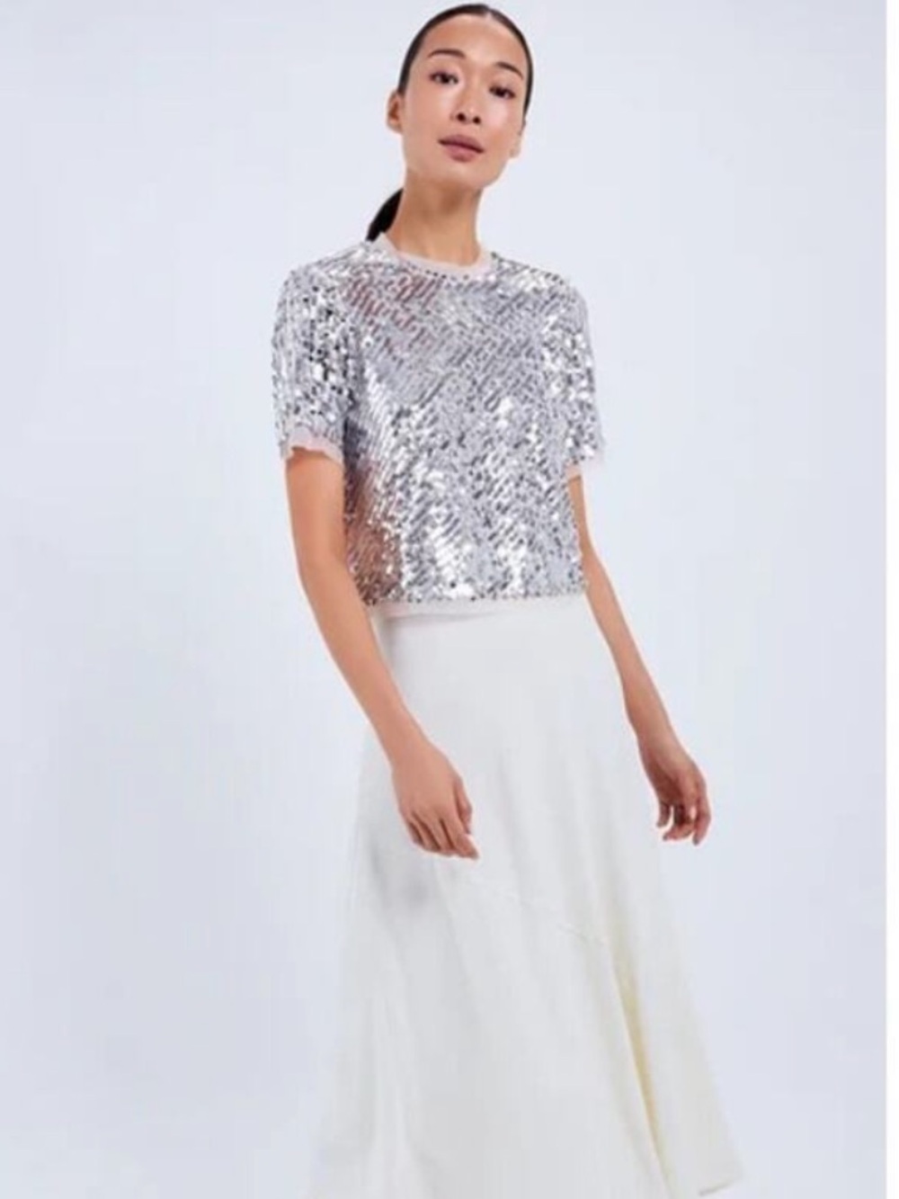 Hunter Bell Rose Sequin Pixie Top Silver Sparkle
